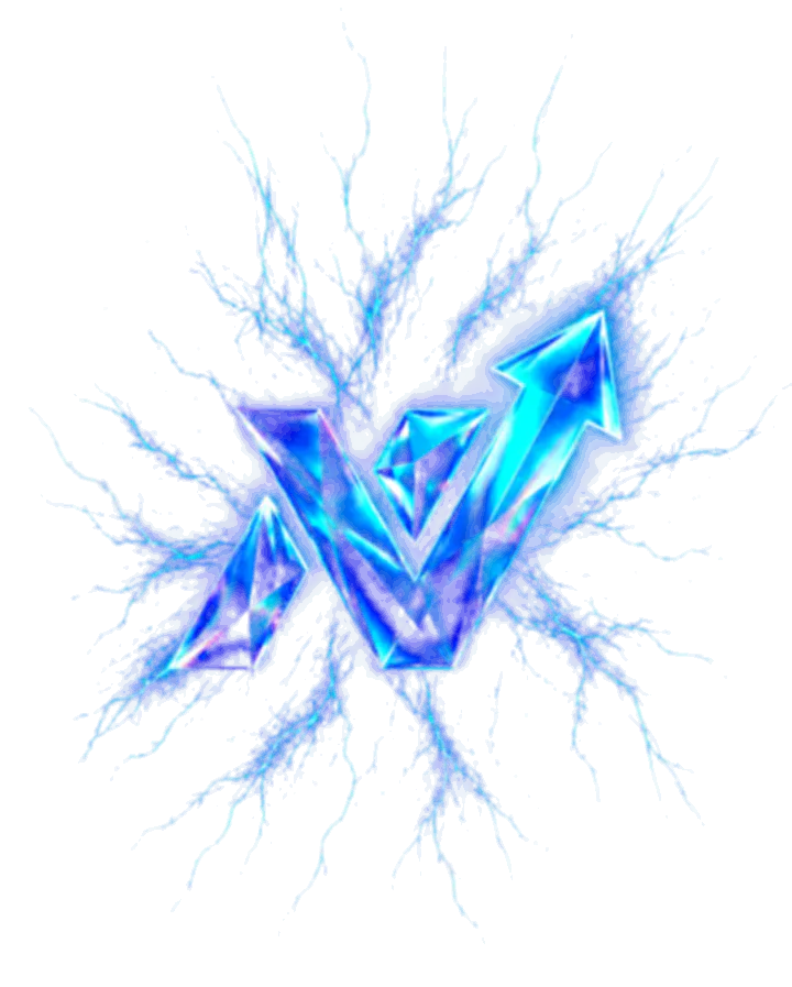 The nextVISION.dev emblem: a faceted crystal N with an arrow breaking upward through it, electric filaments radiating outward.